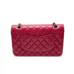 Chanel Classic Flap Medium Red Lambskin Leather with Silver Hardware 2012-13