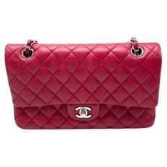 Chanel Classic Flap Medium Red Lambskin Leather with Silver Hardware 2012-13