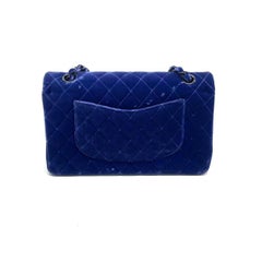 Chanel Classic Flap Medium Royal Blue Velvet Silver Hardware