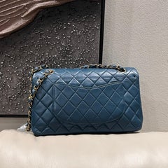 Chanel Classic Flap Medium Vintage Navy Lambskin Leather 24k Gold Hardware
