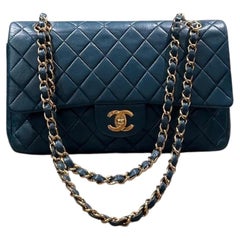 Chanel Classic Flap Medium Vintage Navy Lambskin Leather 24k Gold Hardware