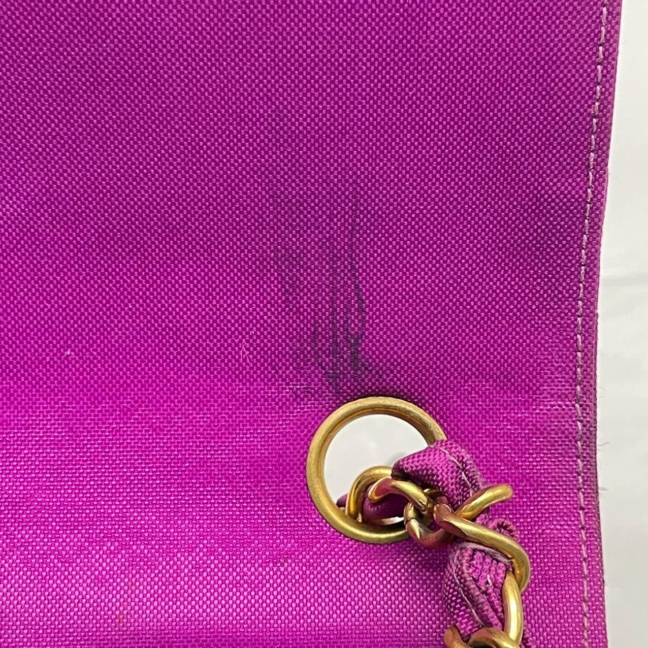 Chanel Classic Flap Medium Vintage Pink Fuchsia Canvas with 24k Gold Plated Hard For Sale 6