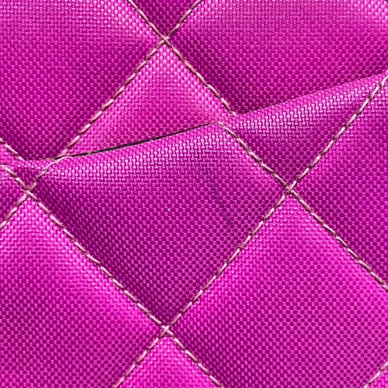 Chanel Classic Flap Medium Vintage Pink Fuchsia Canvas with 24k Gold Plated Hard For Sale 7