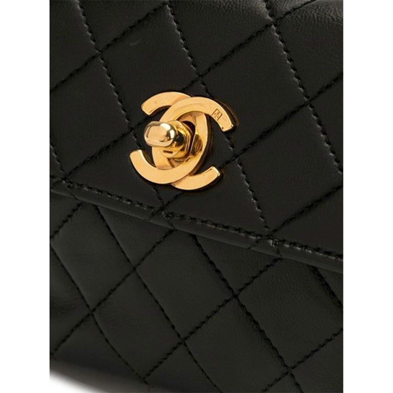 Chanel Classic Flap Micro Mini Vintage 90s Black Lambskin Leather Cross  Body Bag For Sale at 1stDibs