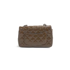 Chanel Classic Flap Mini 2012 Brown Patent Leather Silver Hardware