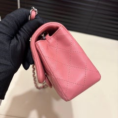 Chanel Classic Flap Mini 2013 Pink Lambskin Leather Silver Hardware