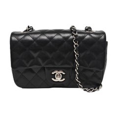 Chanel Classic Flap Mini 2014 Black Lambskin Silver Hardware