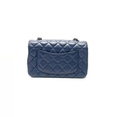 Chanel Classic Flap Mini 2014 Navy Lambskin Leather Silver Hardware