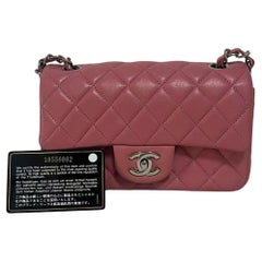 Chanel Classic Flap Mini 2016 Pink Lambskin Leather Silver Hardware