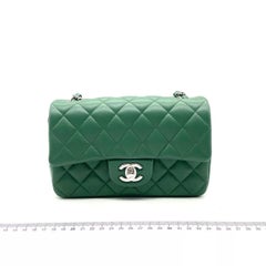 Chanel Classic Flap Mini 2019 Vert Cuir d'agneau Silver Hardware