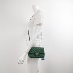 Chanel Classic Flap Mini 2019 Green Lambskin Leather Silver Hardware