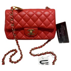 Chanel Classic Flap Mini 2019 Red Lambskin Leather Gold Hardware