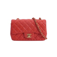 Chanel Classic Flap Mini 2019 Red Lambskin Leather Gold Hardware Chanel Classic Flap Mini 2019 Red Lambskin Leather Gold Hardware