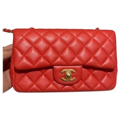 Chanel Classic Flap Mini 2019 Red Lambskin Leather Gold Hardware