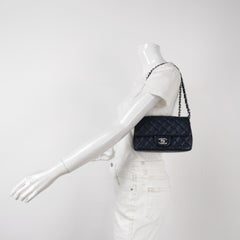 Chanel Classic Flap Mini 2020 Navy Lambskin Leather Silver Hardware