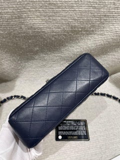Chanel Classic Flap Mini 2020 Navy Lambskin Leather Silver Hardware