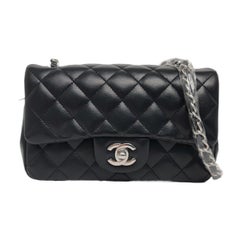 Chanel Classic Flap Mini Black Lambskin Silver Hardware