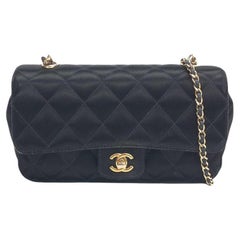 Chanel Classic Flap Mini Black Silk Satin Gold Hardware 2015-2016