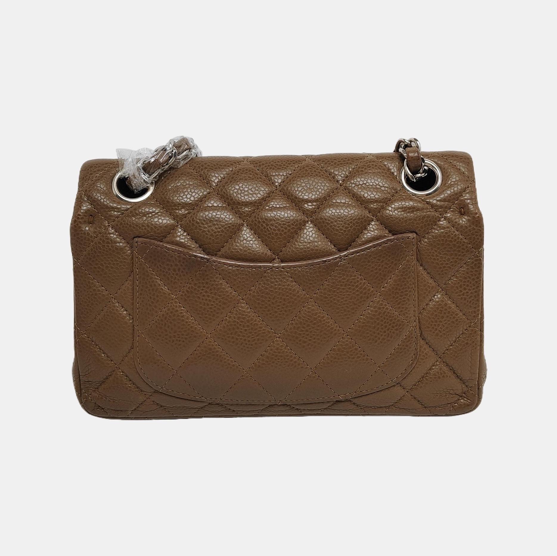 Black Chanel Classic Flap Mini Brown Caviar leather silver hardware, 2011