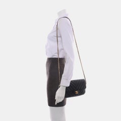 Chanel Classic Flap Mini Chevron Black Quilted Lambskin Leather Chain Around