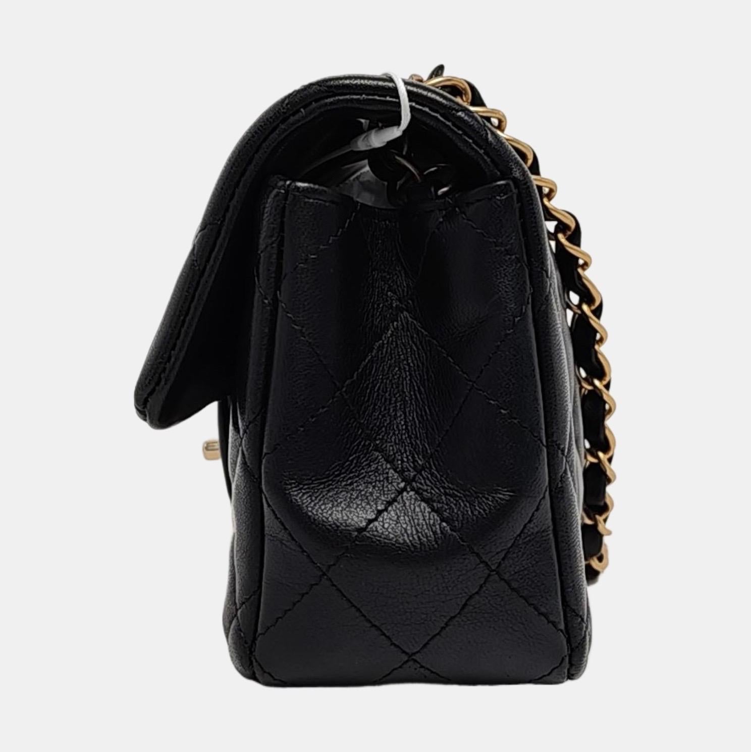 Chanel Classic Flap Mini Egyptian Amulet Black Lambskin Leather Gold Hardware For Sale 1