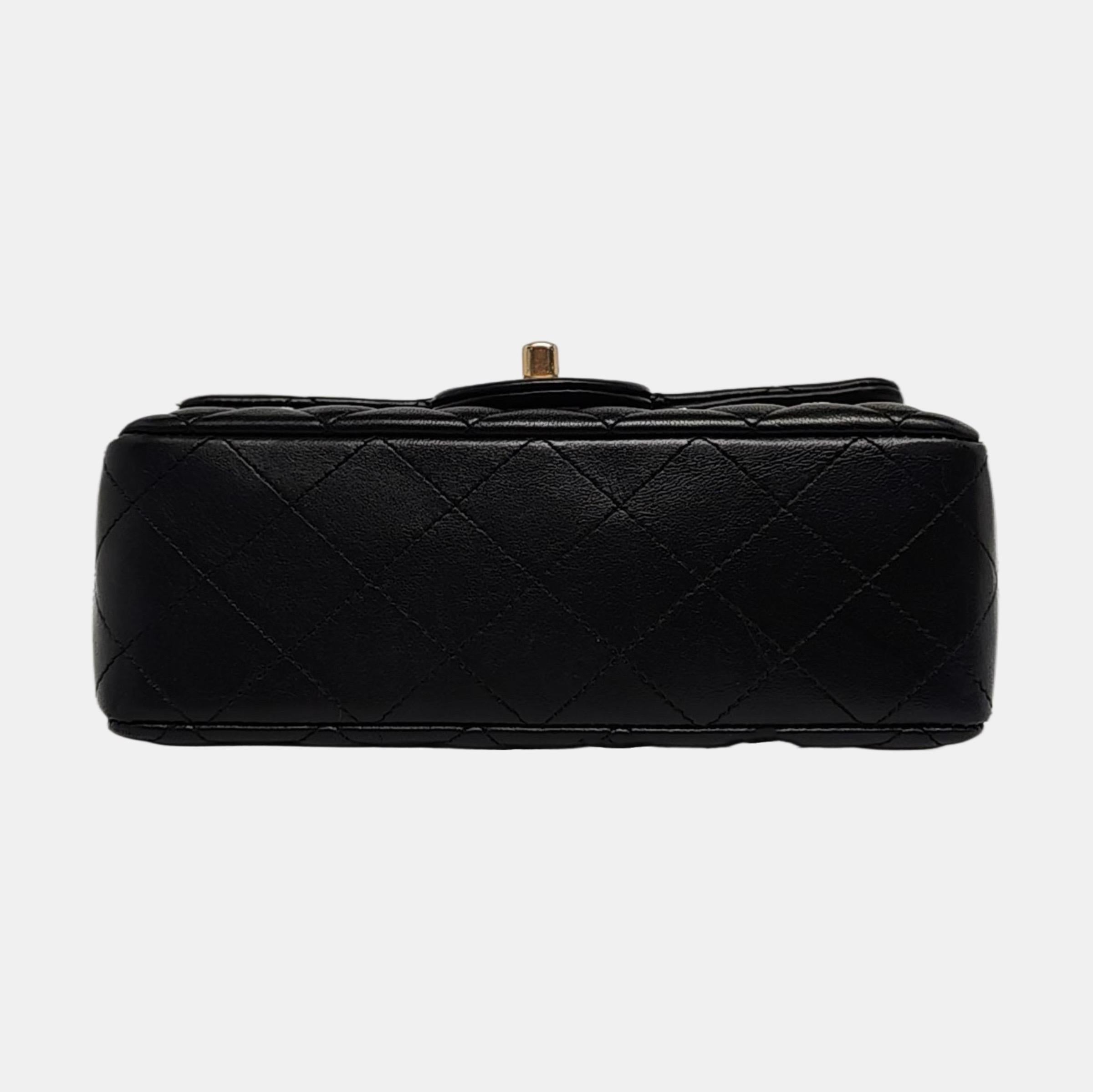 Chanel Classic Flap Mini Egyptian Amulet Black Lambskin Leather Gold Hardware For Sale 2