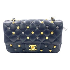 Chanel Classic Flap Mini Lucky Charms Black Lambskin Leather Gold Hardware