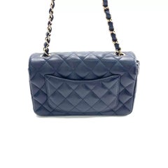 Chanel Classic Flap Mini Navy Lambskin Leather Gold Hardware Microchip
