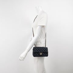 Chanel Classic Flap Mini Navy Lambskin Leather Gold Hardware Microchip