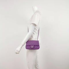 Chanel Classic Flap Mini Purple Lambskin Leather Silver Hardware