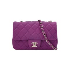 Chanel Classic Flap Mini Purple Lambskin Leather Silver Hardware