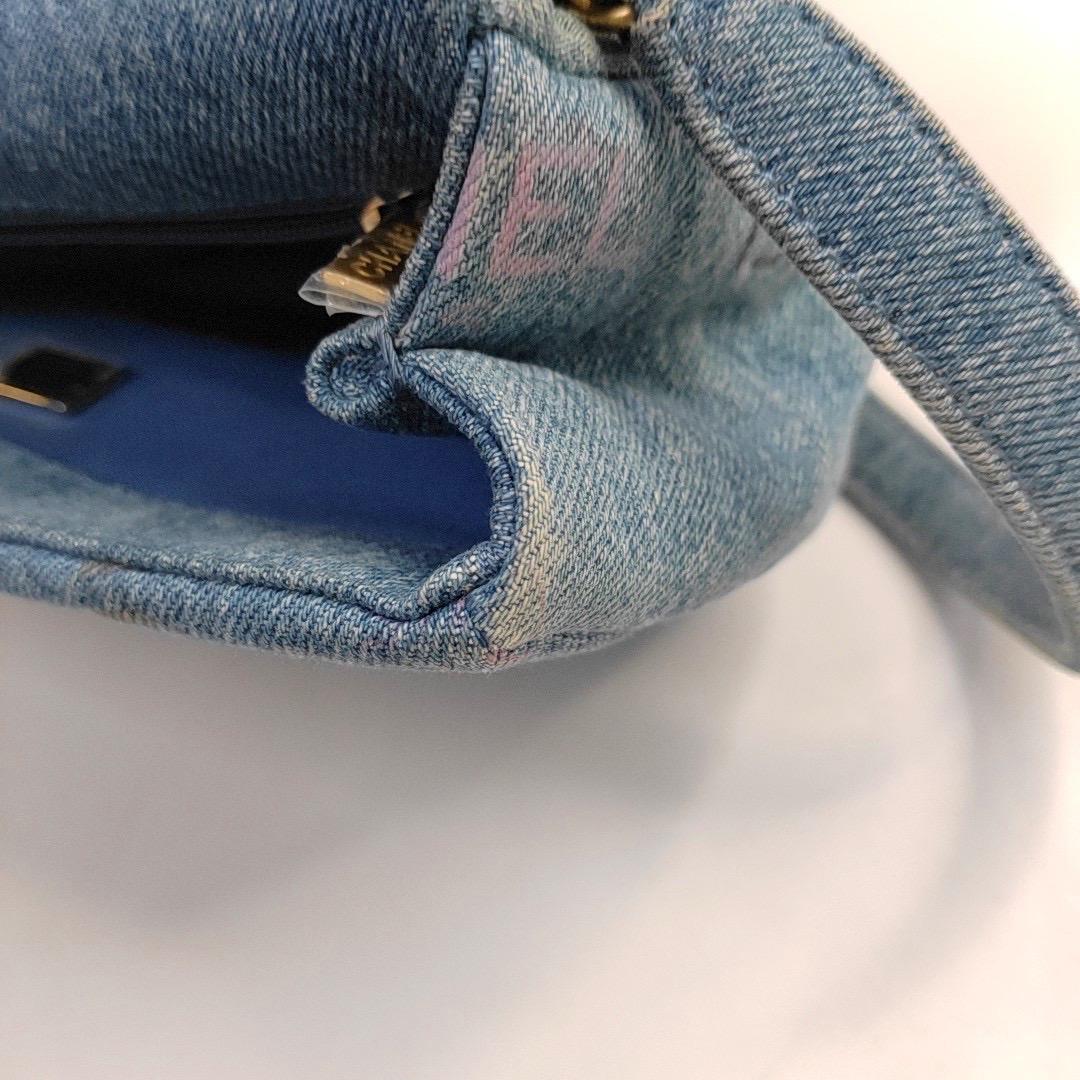 Chanel Classic Flap Mini Rectangular Blue Denim Jeans Gold Hardware Microchip 8