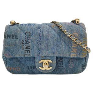 Chanel Classic Flap Mini Rectangular Blue Denim Jeans Gold Hardware ...