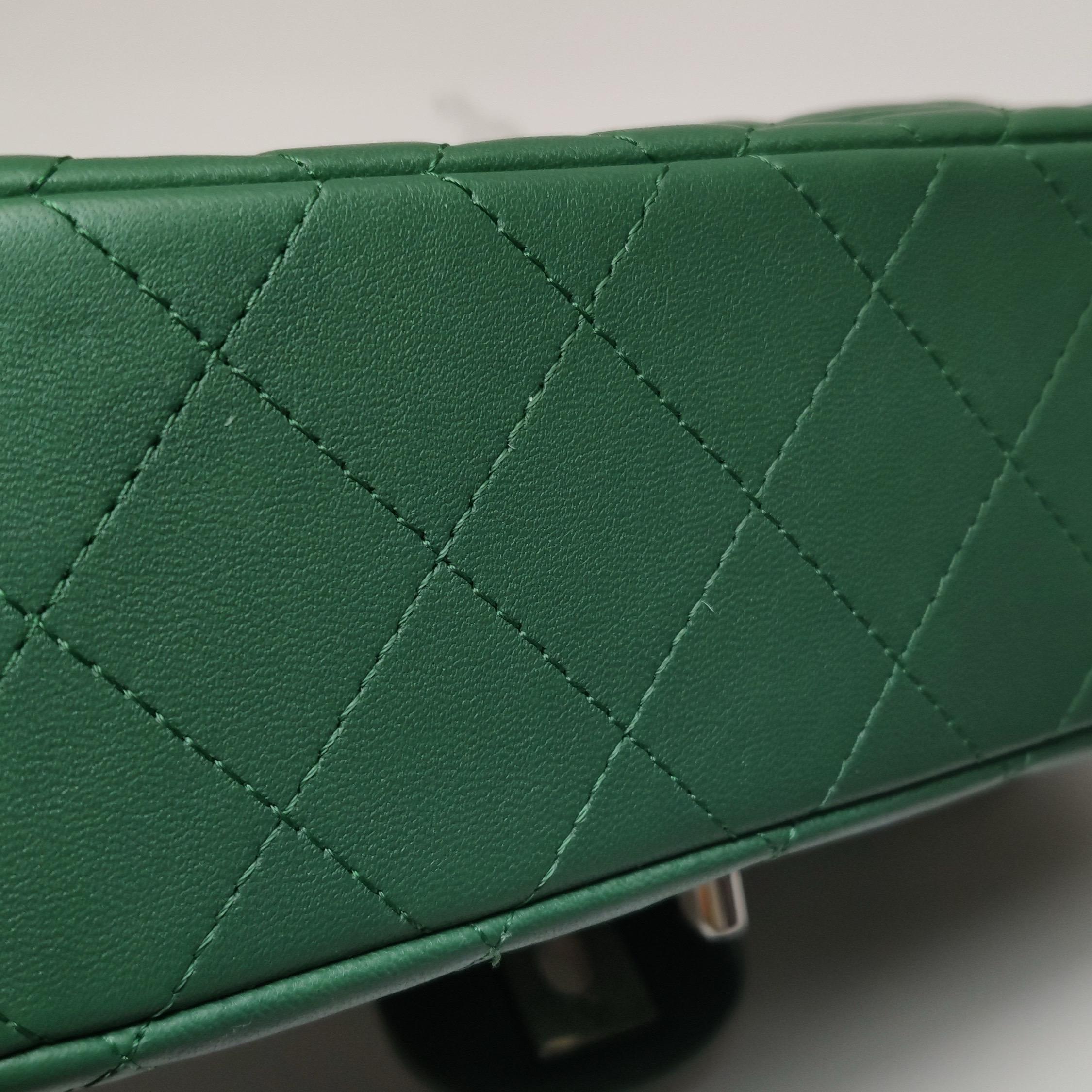 Chanel Classic Flap Mini Rettangolare Greene & Greene Leather Argento Hardware in vendita 5