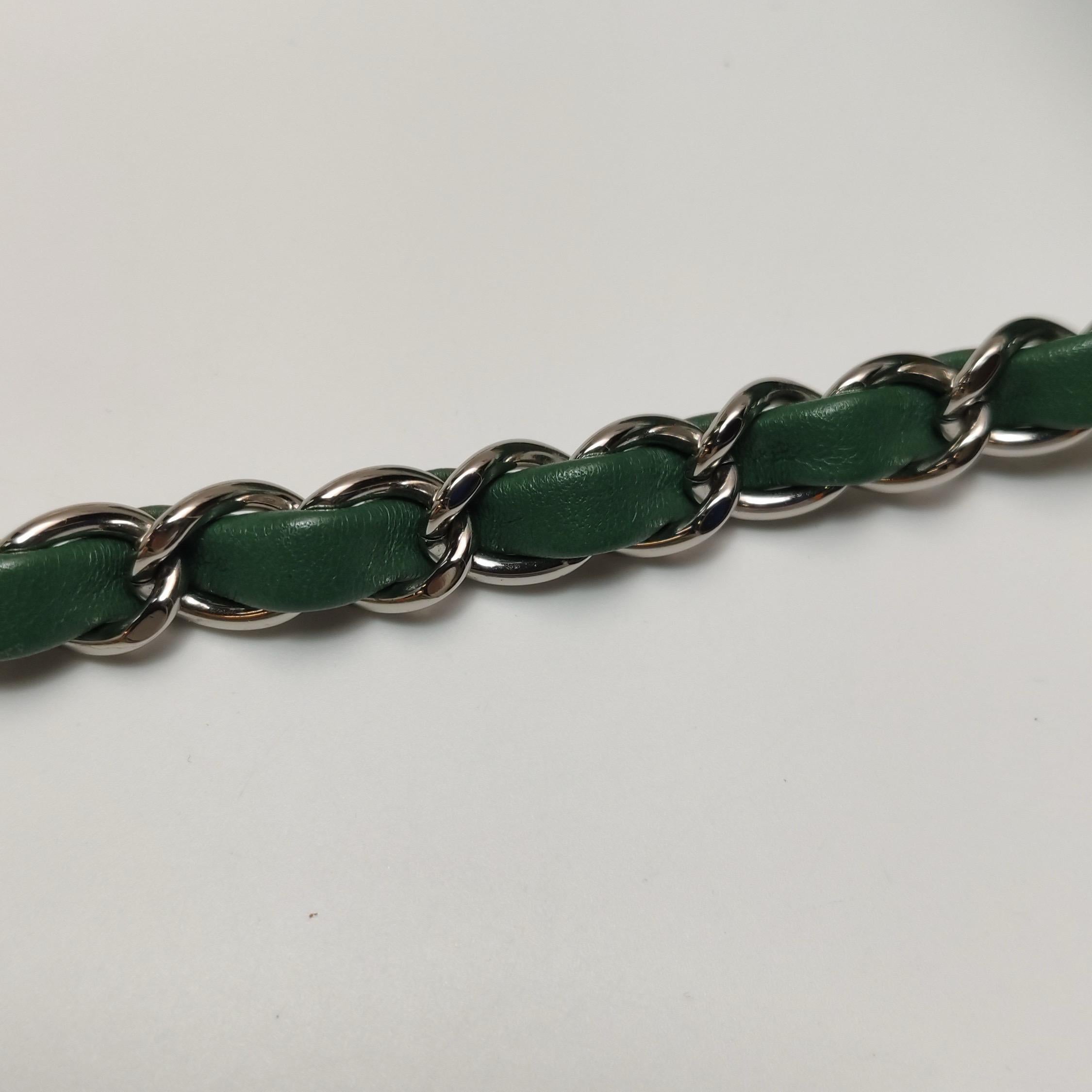 Chanel Classic Flap Mini Rettangolare Greene & Greene Leather Argento Hardware in vendita 9