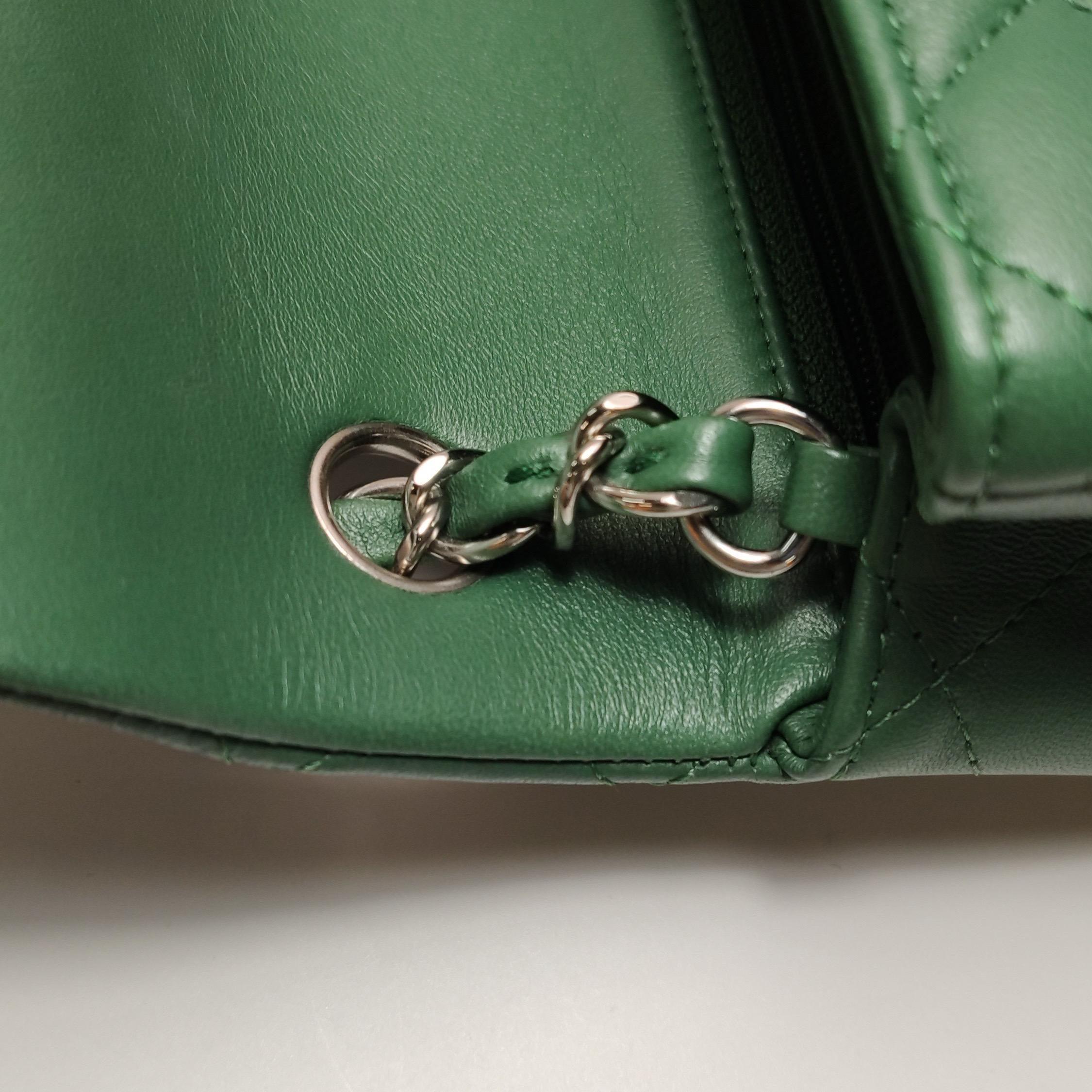 Chanel Classic Flap Mini Rettangolare Greene & Greene Leather Argento Hardware in vendita 10
