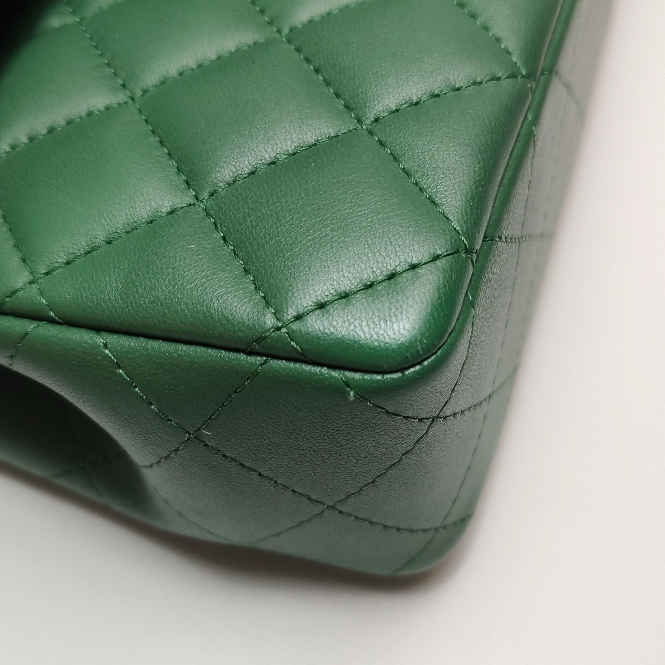 Chanel Classic Flap Mini Rettangolare Greene & Greene Leather Argento Hardware in vendita 14