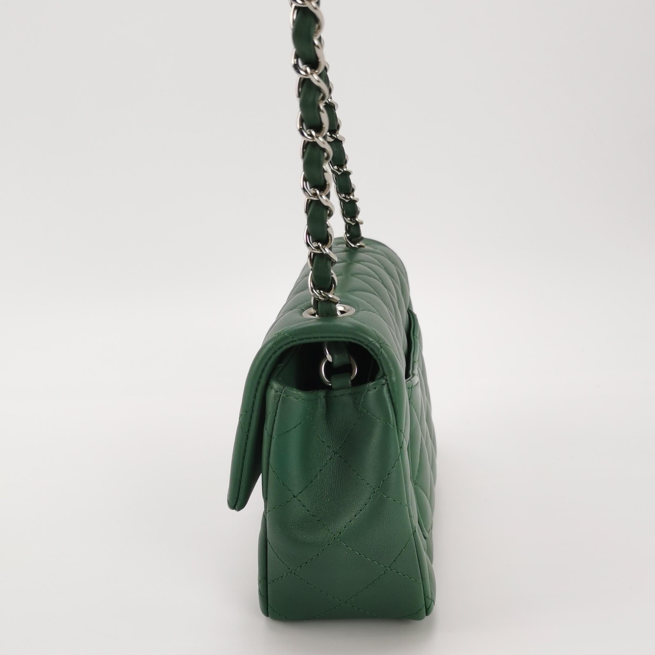 Nero Chanel Classic Flap Mini Rettangolare Greene & Greene Leather Argento Hardware in vendita