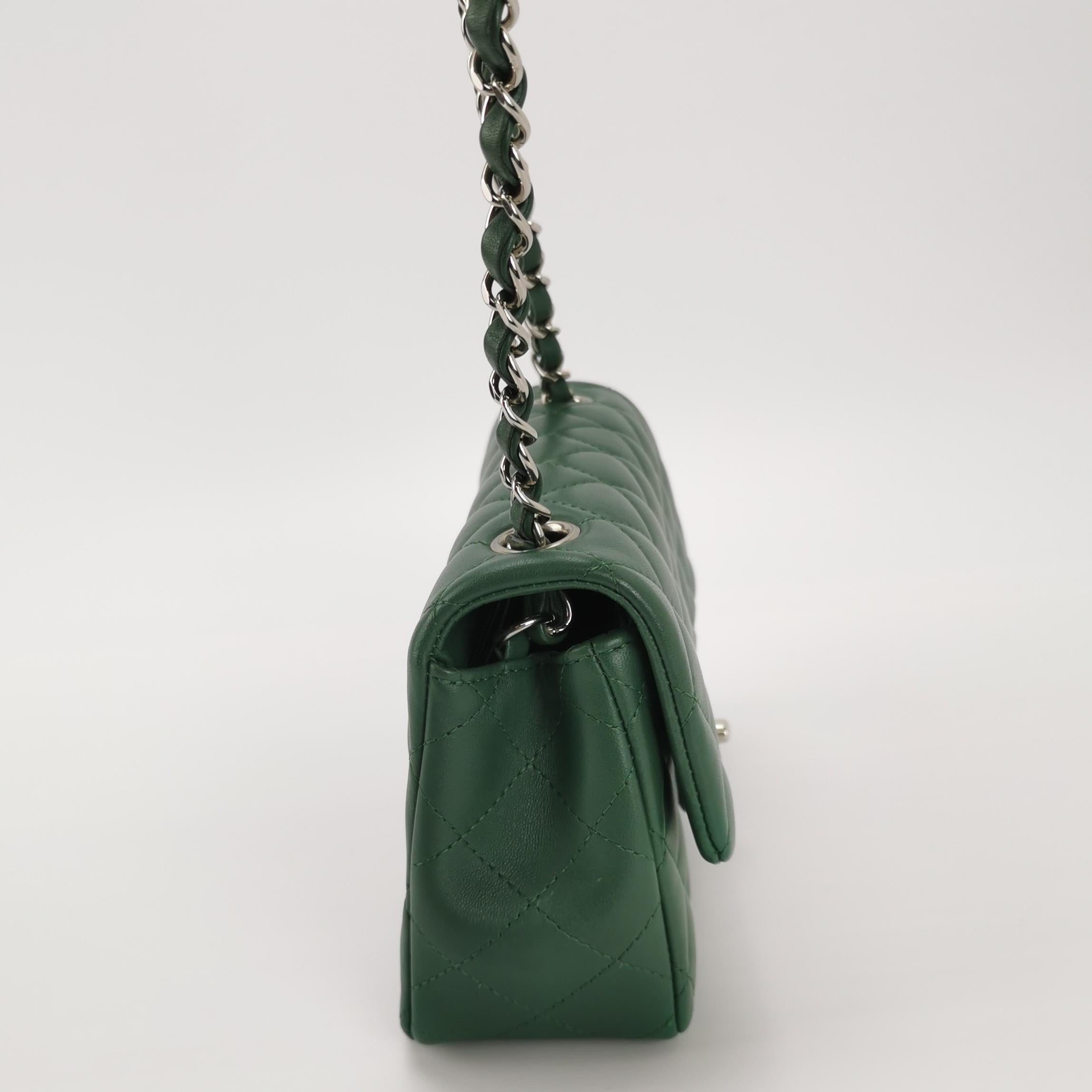 Chanel Classic Flap Mini Rettangolare Greene & Greene Leather Argento Hardware In condizioni ottime in vendita a AUBERVILLIERS, FR