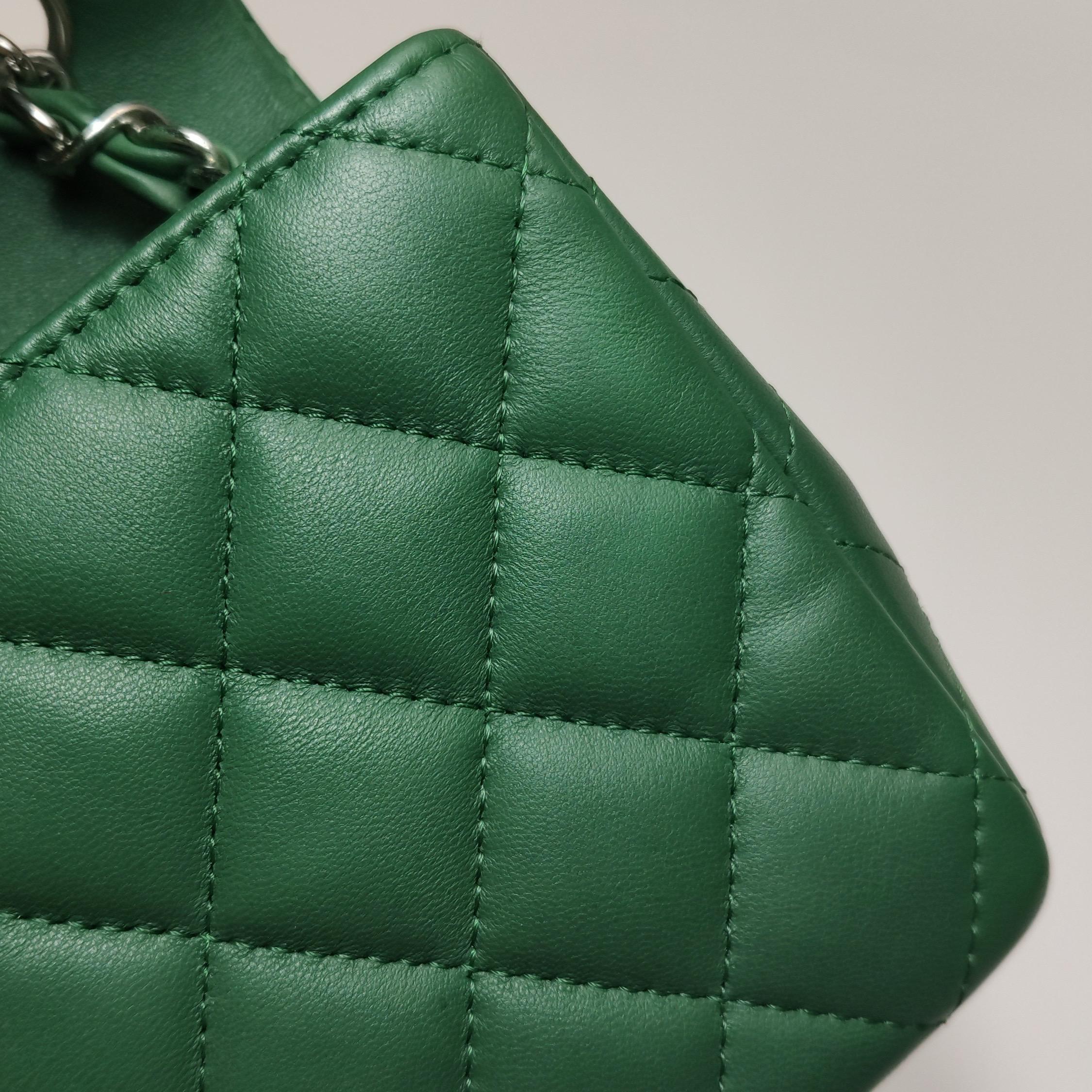 Chanel Classic Flap Mini Rettangolare Greene & Greene Leather Argento Hardware in vendita 3