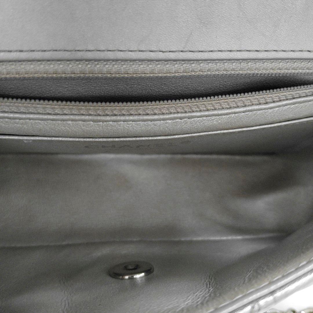 Chanel Classic Flap Mini Rectangular Patent Metallic Crumpled Calfskin Chevron For Sale 14