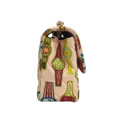 Chanel Classic Flap Mini Satin Paris Cuba Cigar Label Print Pink Multicolor 2017