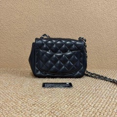 Chanel Classic Flap Mini Square Black Lambskin Silver Hardware Crossbody Bag