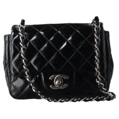 Chanel Classic Flap Mini Square Black Patent Lambskin Crossbody Bag, 2012-2013