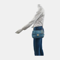 Chanel Classic Flap Mini Square Blue Denim Jeans Gold Hardware Microchip