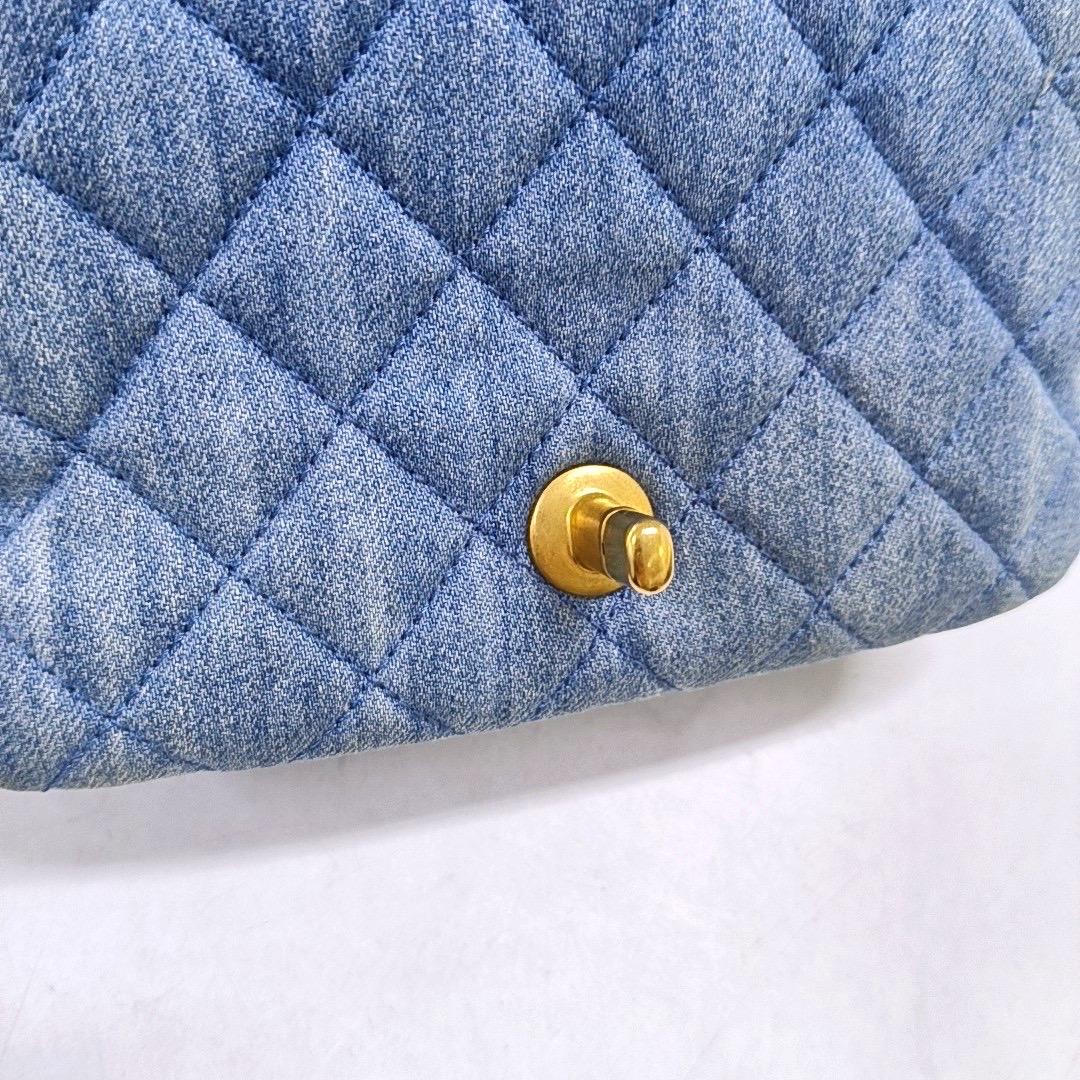 Chanel Classic Flap Mini Square Blue Denim Jeans Gold Hardware Microchip 4