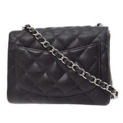 Chanel Classic Flap Mini Square Chain Shoulder Bag Black Caviar