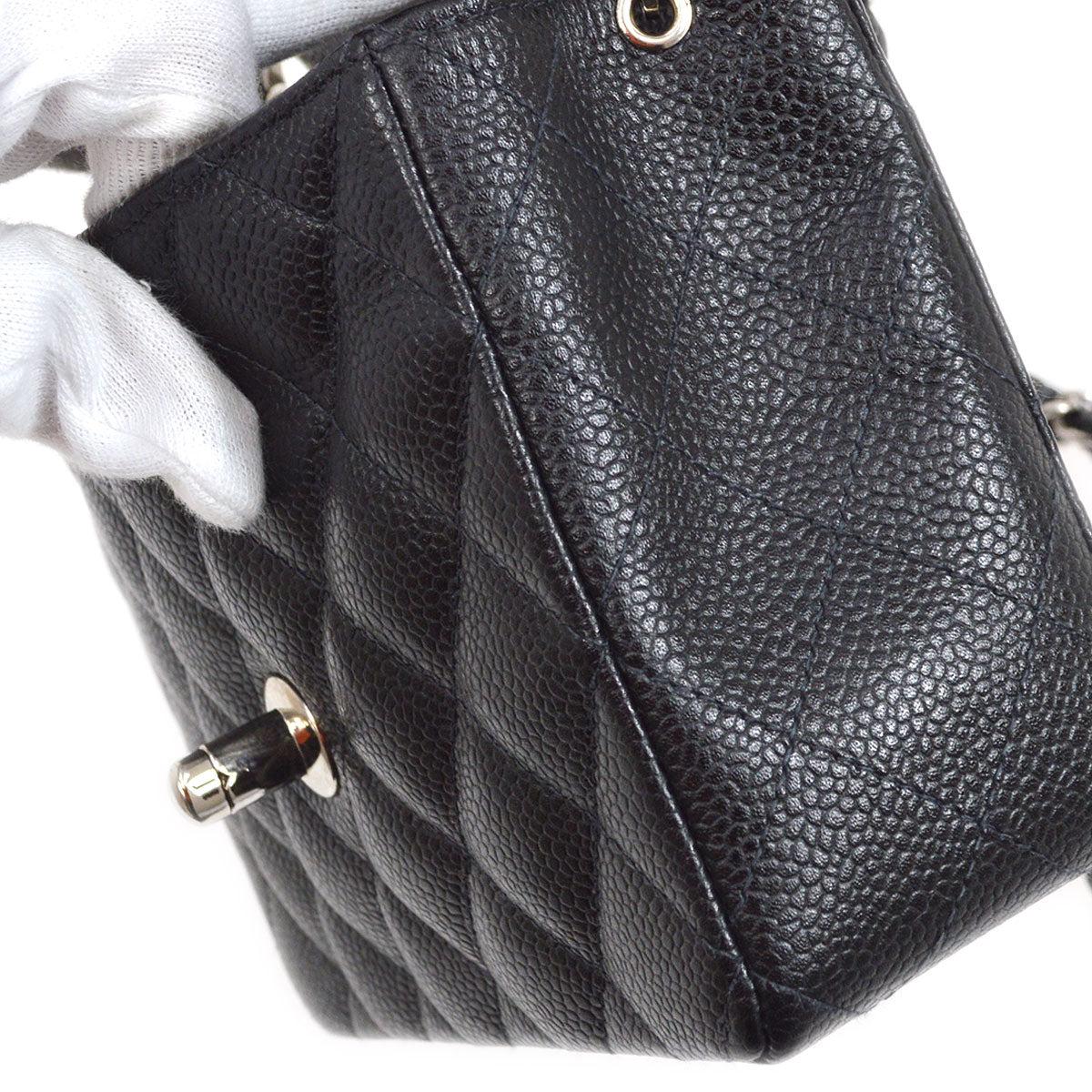 Women's Chanel Classic Flap Mini Square Chain Shoulder Bag Black Caviar For Sale