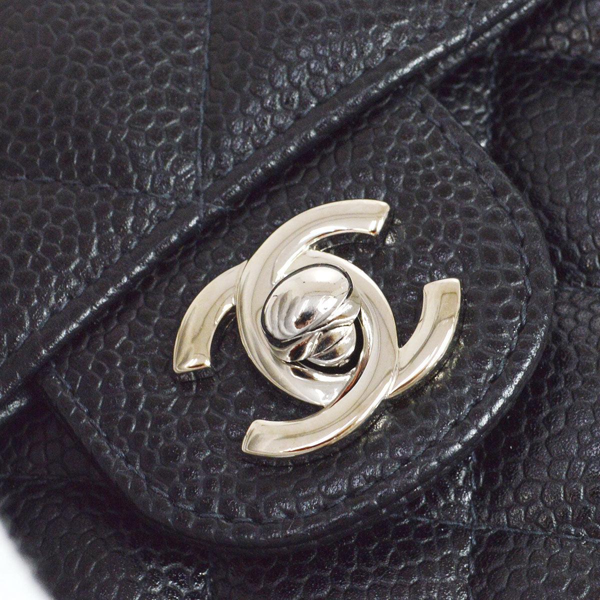 Chanel Classic Flap Mini Square Chain Shoulder Bag Black Caviar For Sale 2