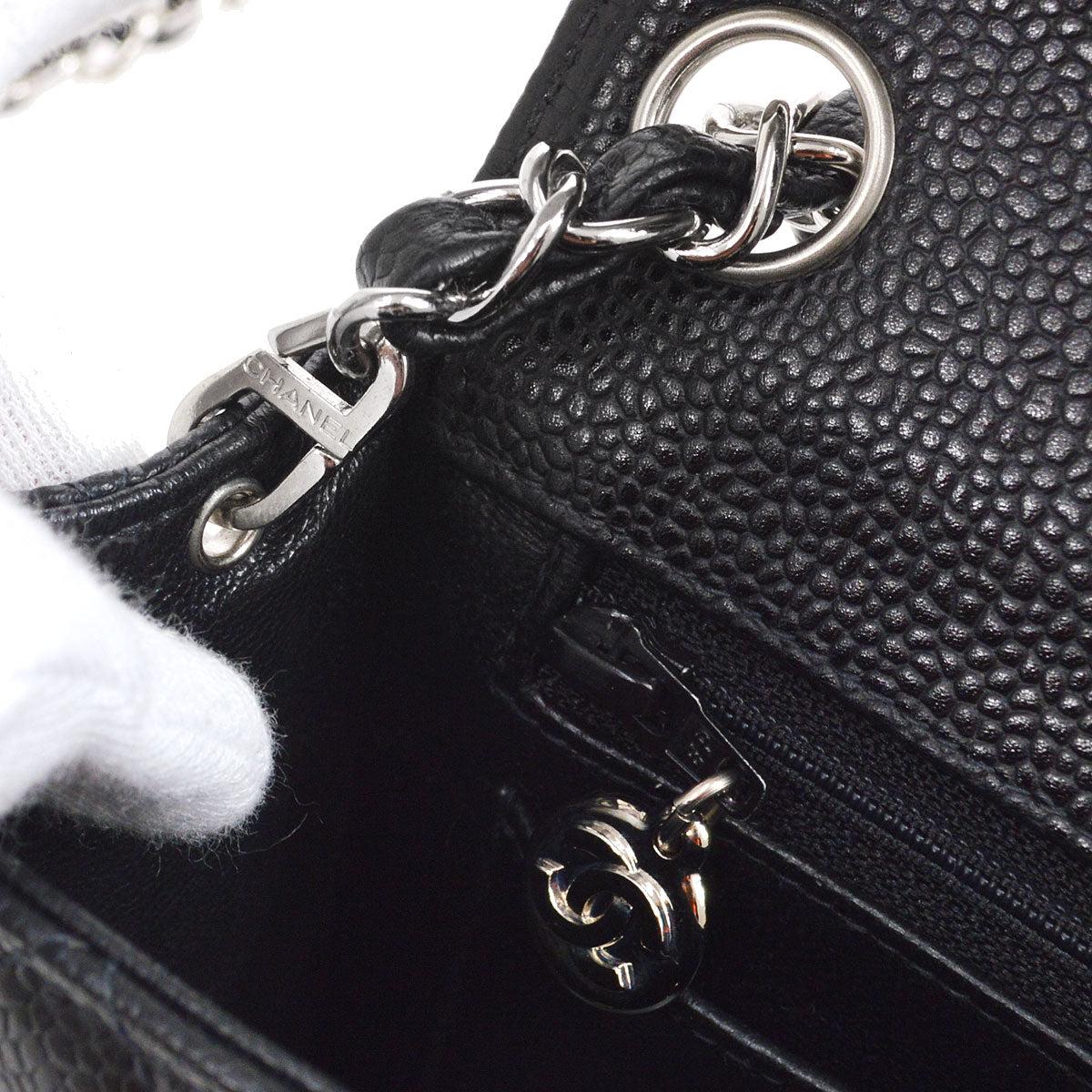 Chanel Classic Flap Mini Square Chain Shoulder Bag Black Caviar For Sale 5